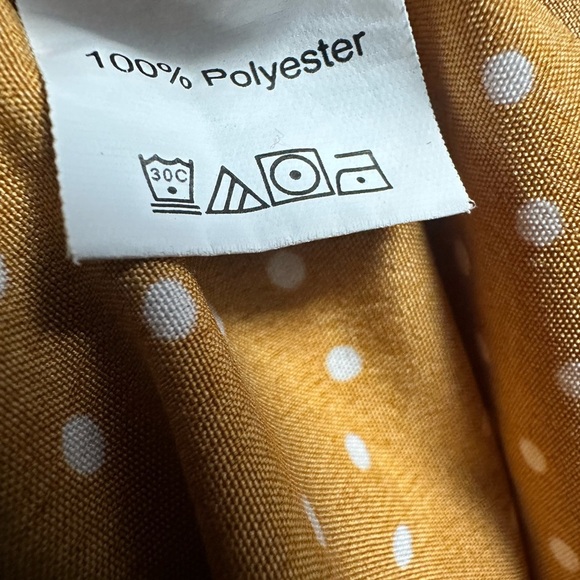 Polka Dot Ruffle Neck Dress (Mustard Yellow) Size Small - Picture 7 of 8